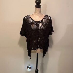 Denim and Supply Ralph Lauren fringe crochet cropped tee size medium.